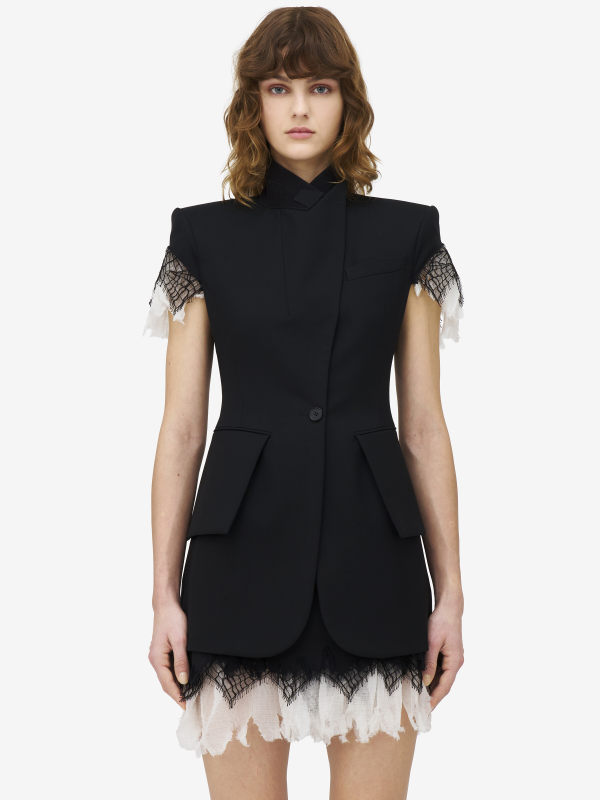ALEXANDER MCQUEEN - Cobweb Lace Sleeveless Jacket - Item 822747QJADK1